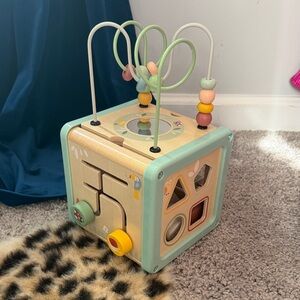 Wooden Activity Cube with Bead Maze